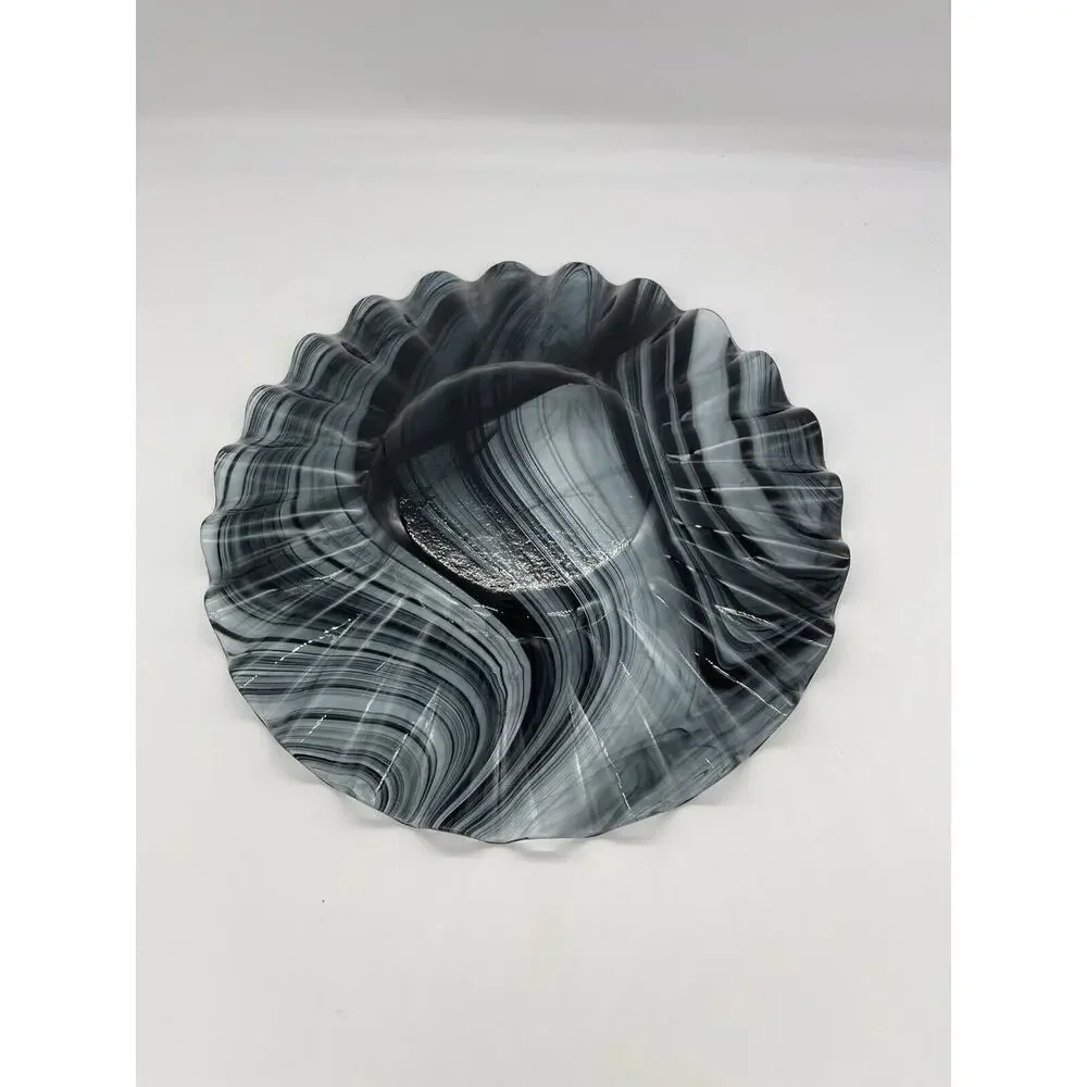 Fluted Smoke Glass Dish 10” Wide